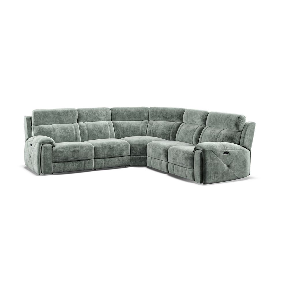 Leo Large Corner Recliner Sofa with Adjustable Headrests in Descent Pewter Fabric 1