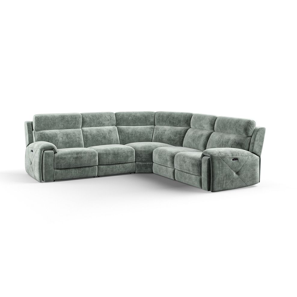 Leo Large Corner Recliner Sofa with Adjustable Headrests in Descent Pewter Fabric 1