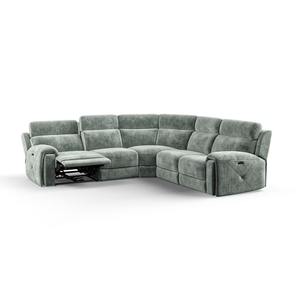 Leo Large Corner Recliner Sofa with Adjustable Headrests in Descent Pewter Fabric 3