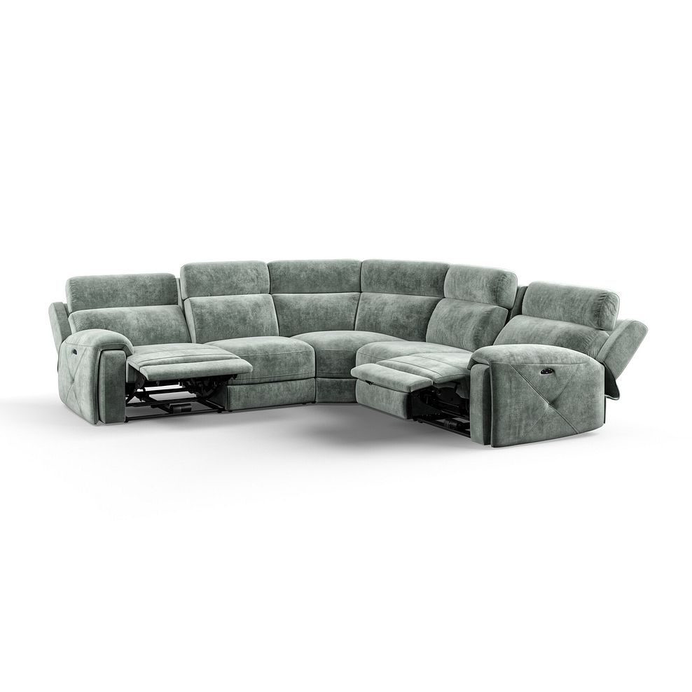Leo Large Corner Recliner Sofa with Adjustable Headrests in Descent Pewter Fabric 4