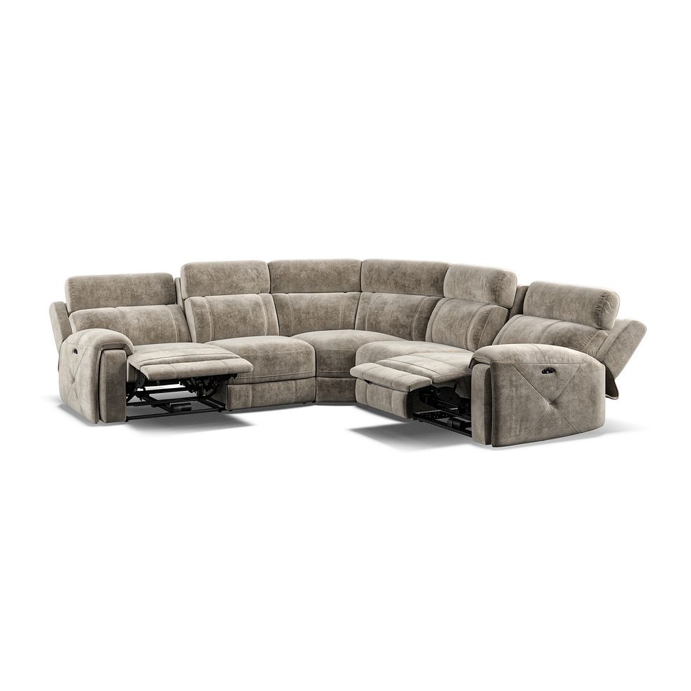 Leo Large Corner Recliner Sofa with Adjustable Headrests in Descent Taupe Fabric Thumbnail 2