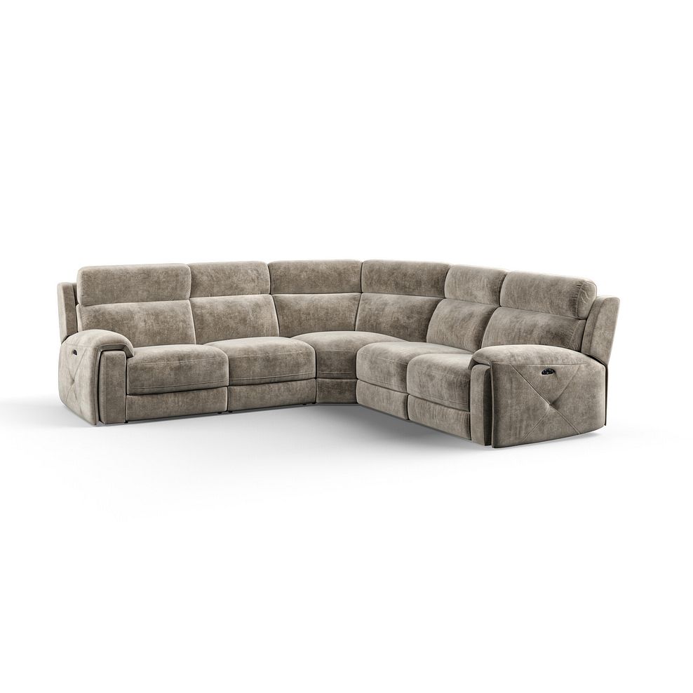 Leo Large Corner Recliner Sofa with Adjustable Headrests in Descent Taupe Fabric 1