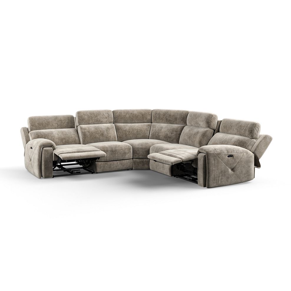 Leo Large Corner Recliner Sofa with Adjustable Headrests in Descent Taupe Fabric 4