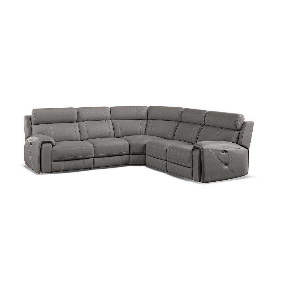Leo Large Corner Recliner Sofa with Adjustable Headrests in Elephant Grey Leather Thumbnail 1