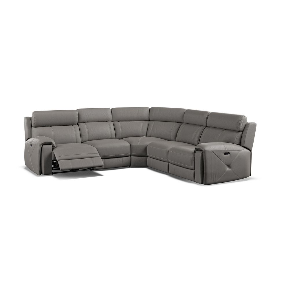 Leo Large Corner Recliner Sofa with Adjustable Headrests in Elephant Grey Leather Thumbnail 3