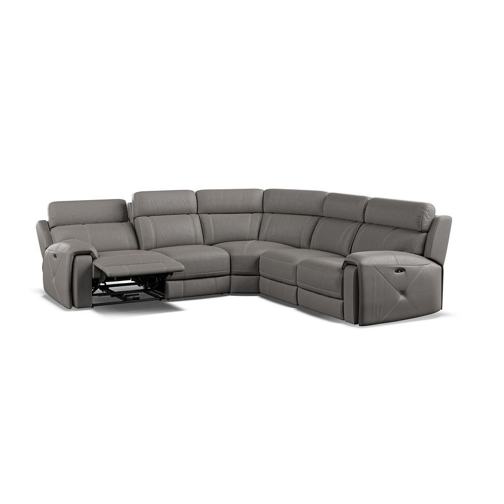 Leo Large Corner Recliner Sofa with Adjustable Headrests in Elephant Grey Leather Thumbnail 4