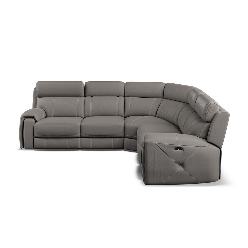 Leo Large Corner Recliner Sofa with Adjustable Headrests in Elephant Grey Leather 6