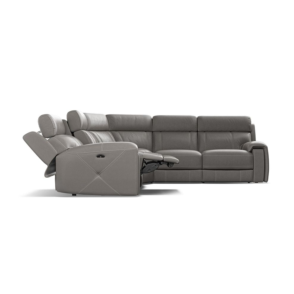Leo Large Corner Recliner Sofa with Adjustable Headrests in Elephant Grey Leather 8