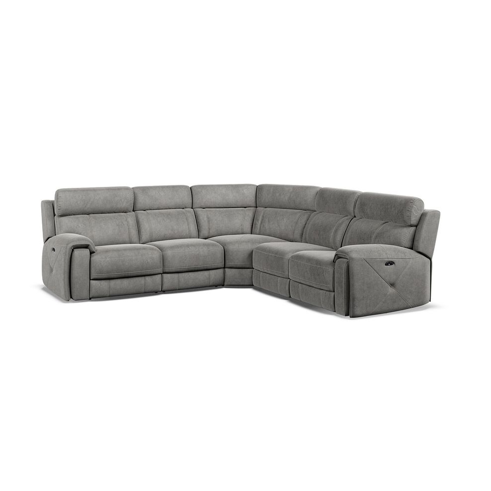 Leo Large Corner Recliner Sofa with Adjustable Headrests in Maldives Dark Grey Fabric