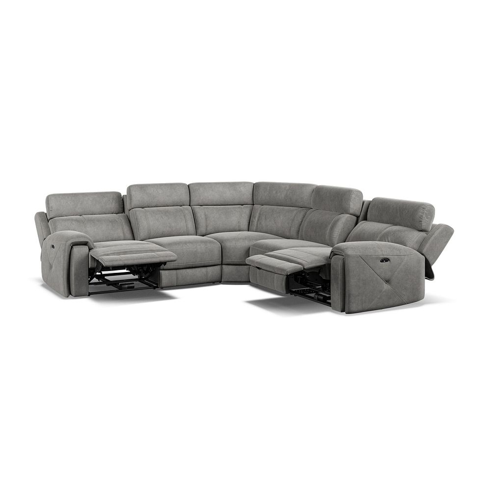 Leo Large Corner Recliner Sofa with Adjustable Headrests in Maldives Dark Grey Fabric 2