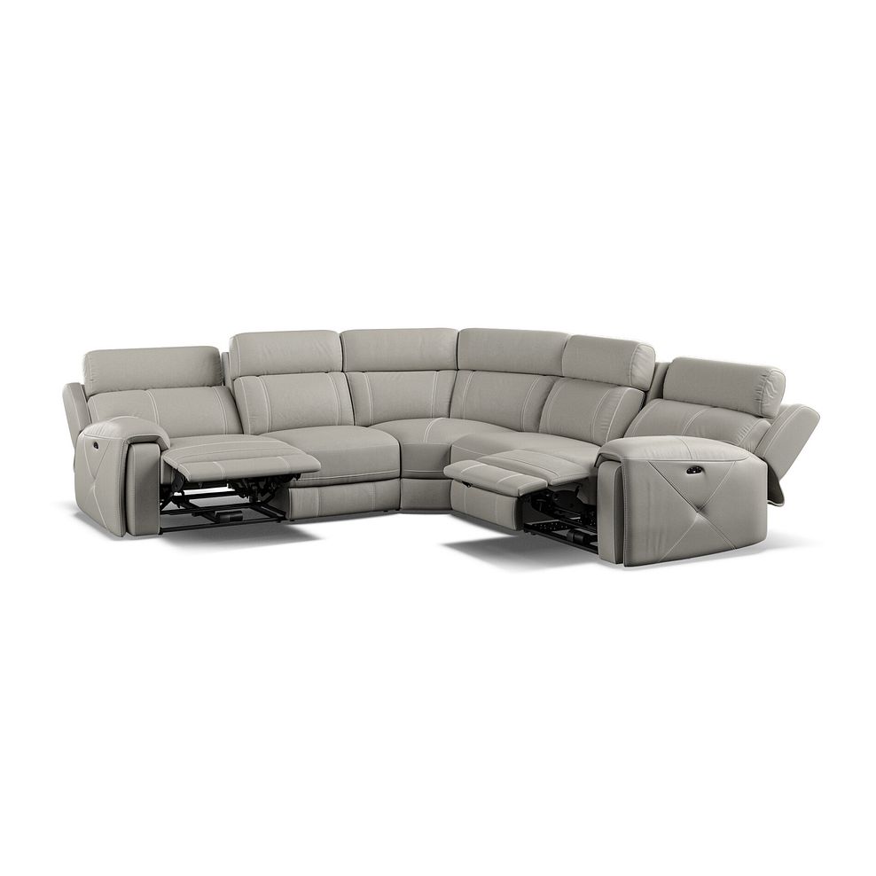 Leo Large Corner Recliner Sofa with Adjustable Headrests in Taupe Leather Thumbnail 2