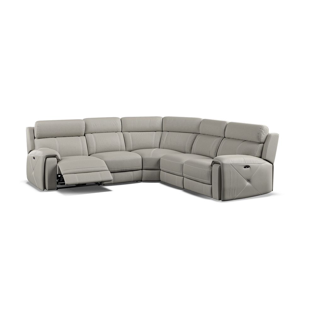 Leo Large Corner Recliner Sofa with Adjustable Headrests in Taupe Leather 3