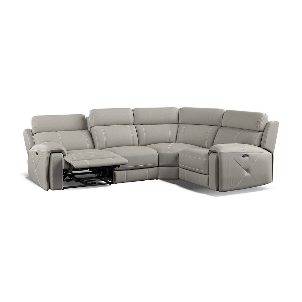 Leo Large Corner Recliner Sofa with Adjustable Headrests in Taupe Leather 4