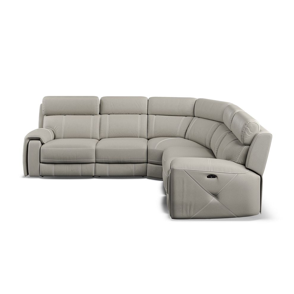 Leo Large Corner Recliner Sofa with Adjustable Headrests in Taupe Leather 6