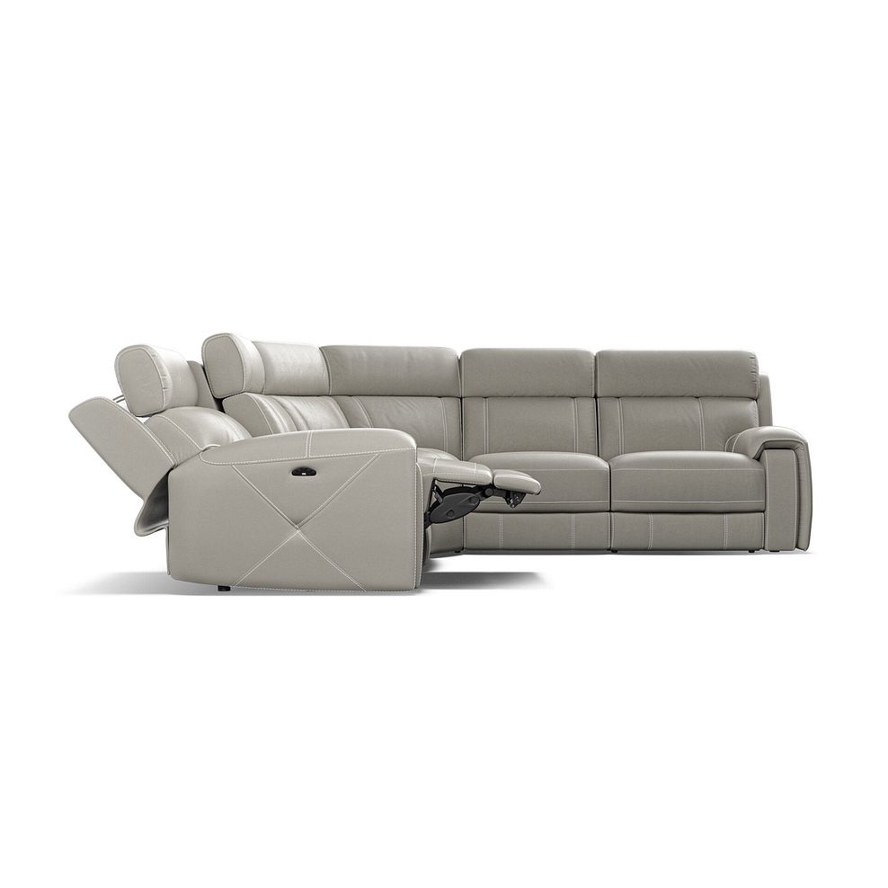 Leo Large Corner Recliner Sofa with Adjustable Headrests in Taupe Leather 8