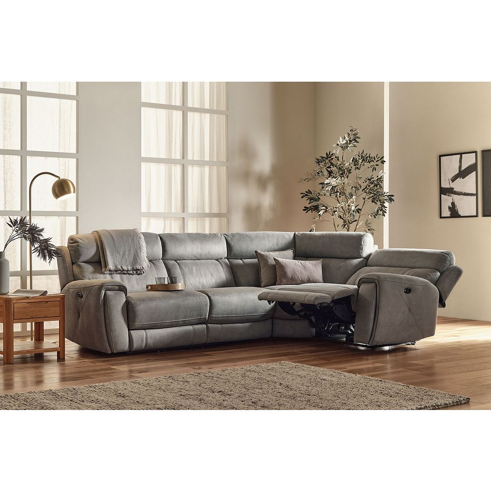Leo Left Hand Corner Recliner Sofa in Billy Joe Dove Grey Fabric 3