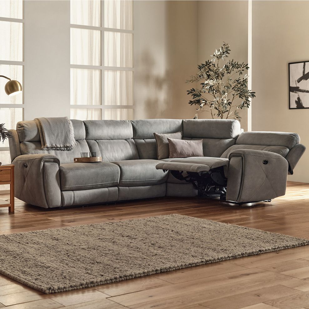 Leo Left Hand Corner Recliner Sofa in Billy Joe Dove Grey Fabric 3