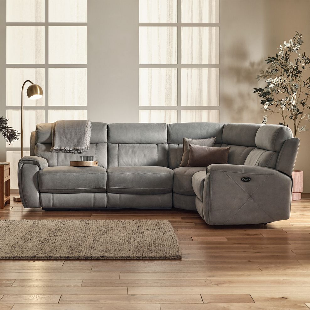 Leo Left Hand Corner Recliner Sofa in Billy Joe Dove Grey Fabric 4