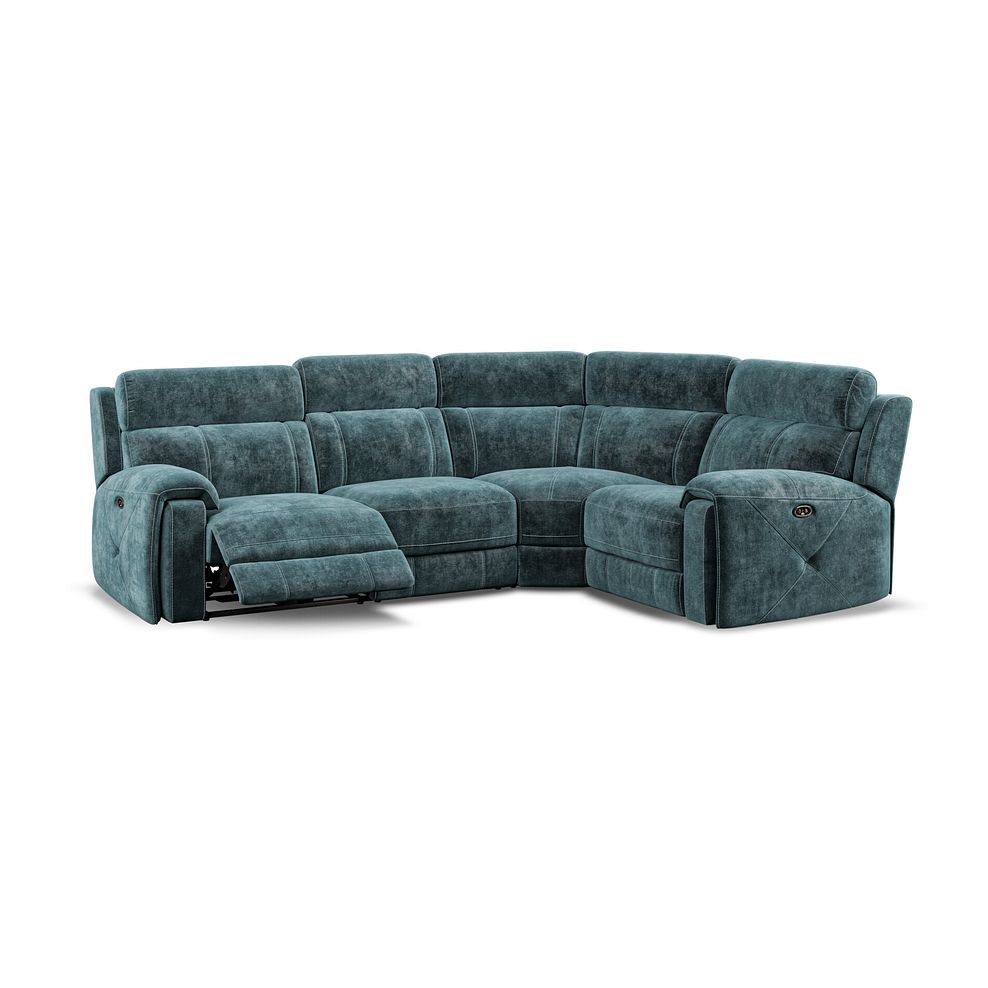 Leo Left Hand Corner Recliner Sofa in Descent Blue Fabric Thumbnail 2