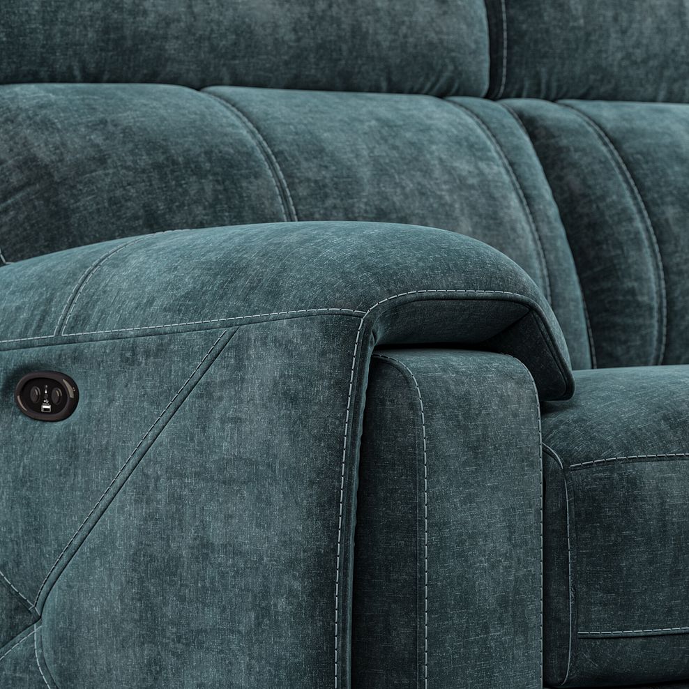 Leo Left Hand Corner Recliner Sofa in Descent Blue Fabric 10