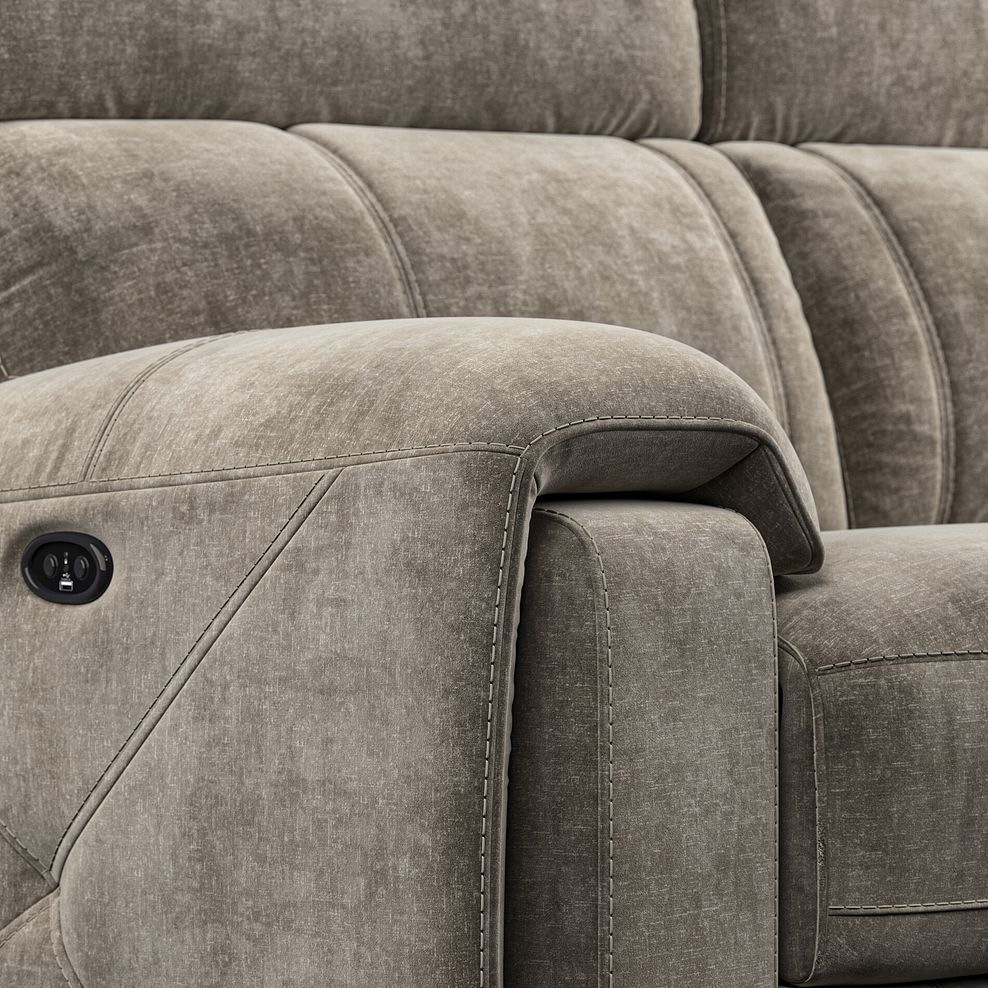 Leo Left Hand Corner Recliner Sofa in Descent Taupe Fabric 10