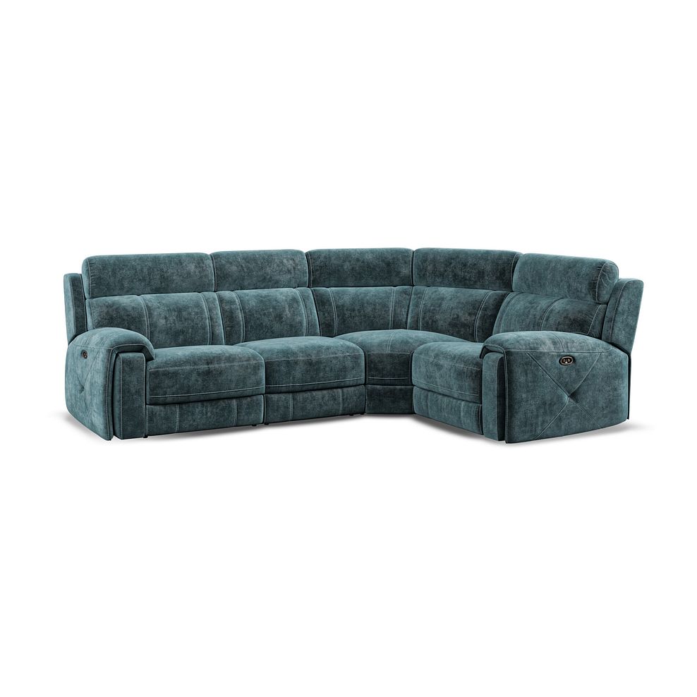Leo Left Hand Corner Recliner Sofa in Descent Blue Fabric