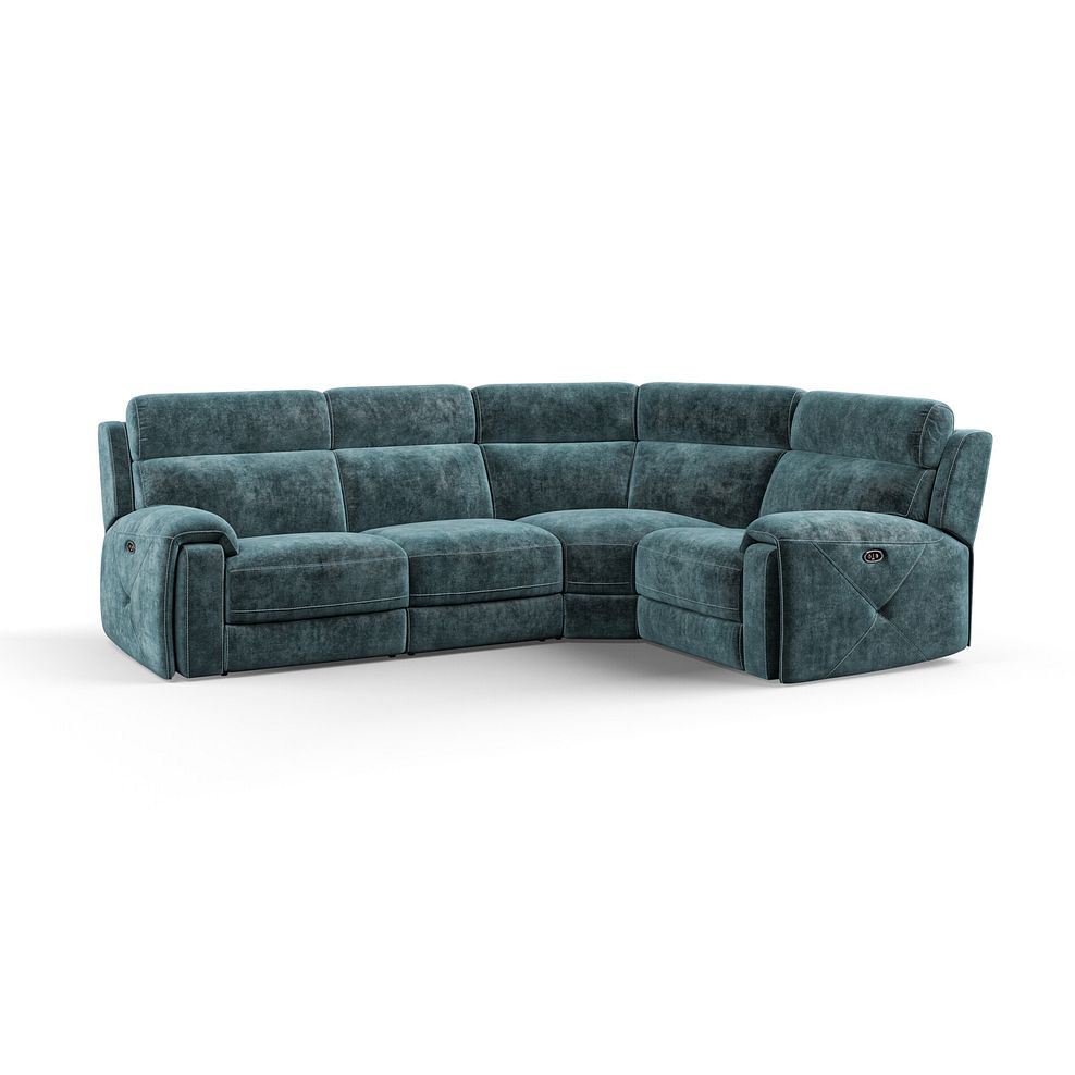 Leo Left Hand Corner Recliner Sofa in Descent Blue Fabric 1
