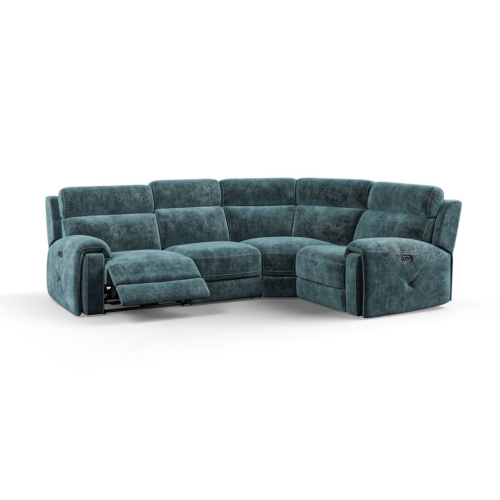 Leo Left Hand Corner Recliner Sofa in Descent Blue Fabric 2