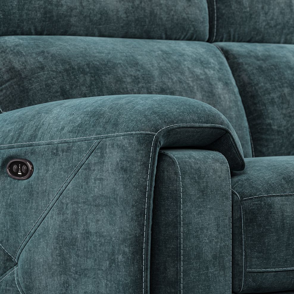 Leo Left Hand Corner Recliner Sofa in Descent Blue Fabric 10