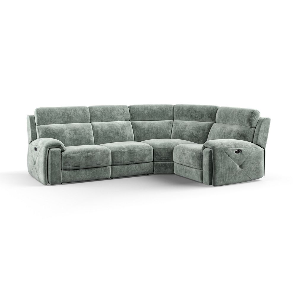 Leo Left Hand Corner Recliner Sofa in Descent Pewter Fabric 1