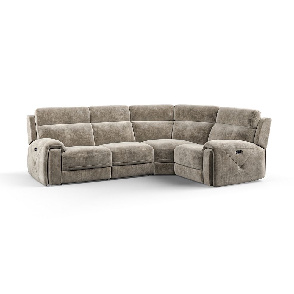 Leo Left Hand Corner Recliner Sofa in Descent Taupe Fabric 1