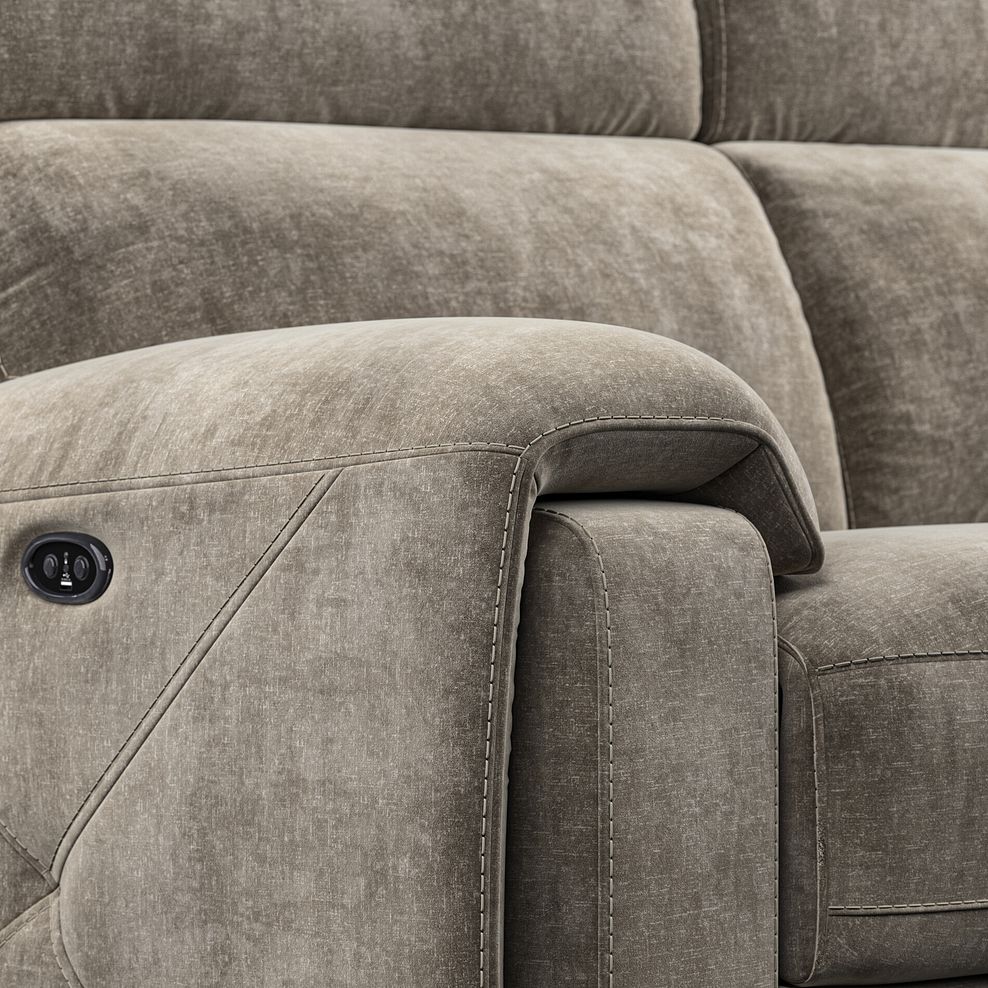 Leo Left Hand Corner Recliner Sofa in Descent Taupe Fabric 10