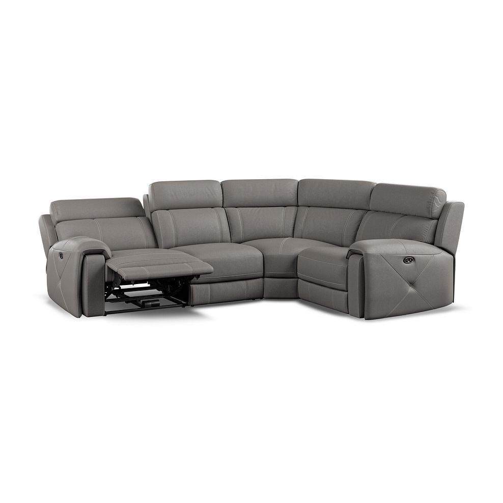 Leo Left Hand Corner Recliner Sofa in Elephant Grey Leather 3