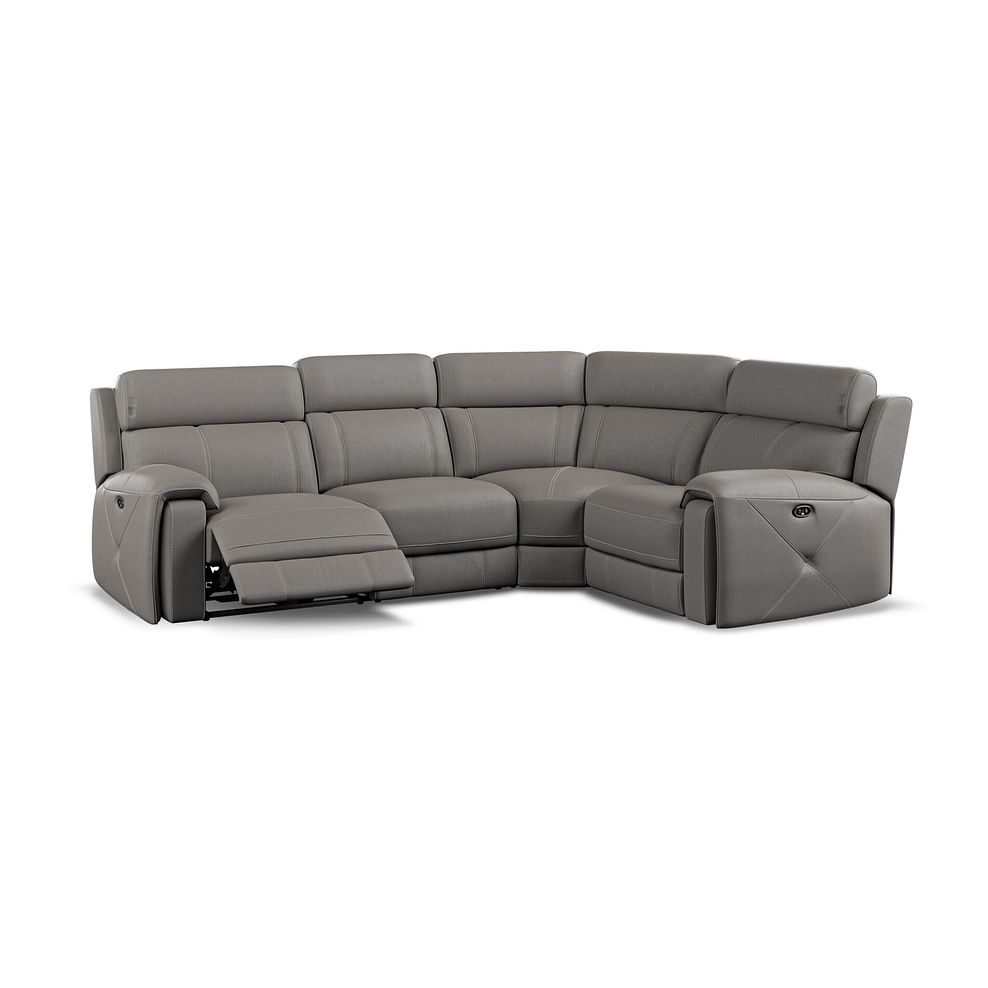 Leo Left Hand Corner Recliner Sofa in Elephant Grey Leather Thumbnail 3