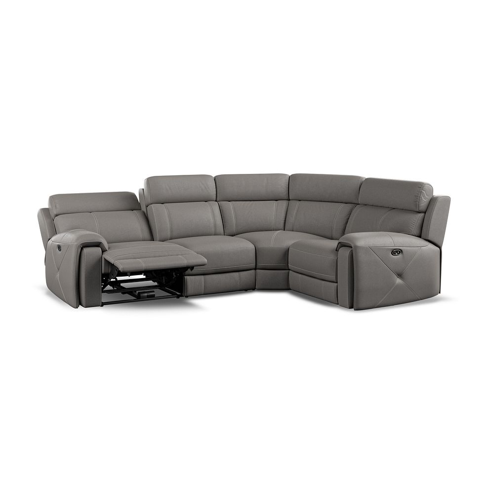 Leo Left Hand Corner Recliner Sofa in Elephant Grey Leather 4