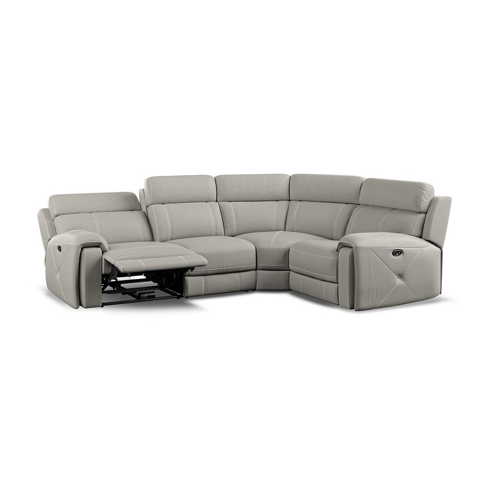 Leo Left Hand Corner Recliner Sofa in Taupe Leather Thumbnail 4