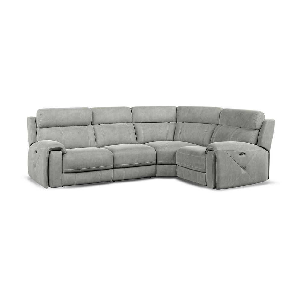 Leo Left Hand Corner Recliner Sofa with Adjustable Headrests in Billy Joe Dove Grey Fabric