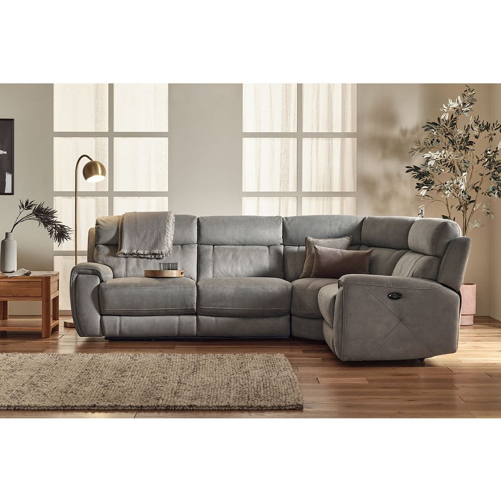 Leo Left Hand Corner Recliner Sofa with Adjustable Headrests in Billy Joe Dove Grey Fabric 4