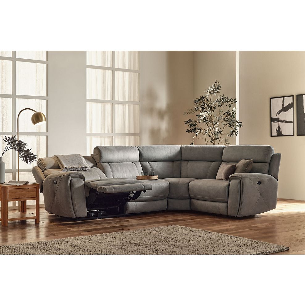 Leo Left Hand Corner Recliner Sofa with Adjustable Headrests in Billy Joe Dove Grey Fabric 2