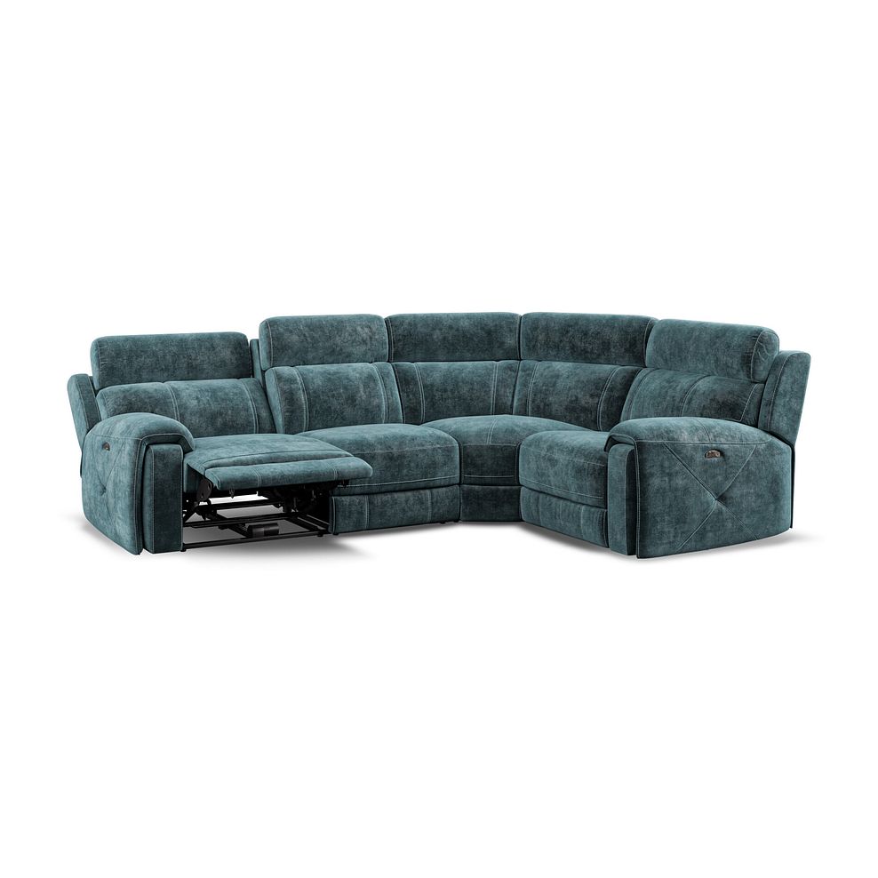 Leo Left Hand Corner Recliner Sofa with Adjustable Headrests in Descent Blue Fabric 3