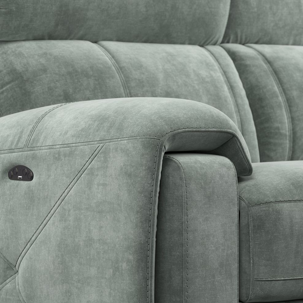 Leo Left Hand Corner Recliner Sofa with Adjustable Headrests in Descent Pewter Fabric 10
