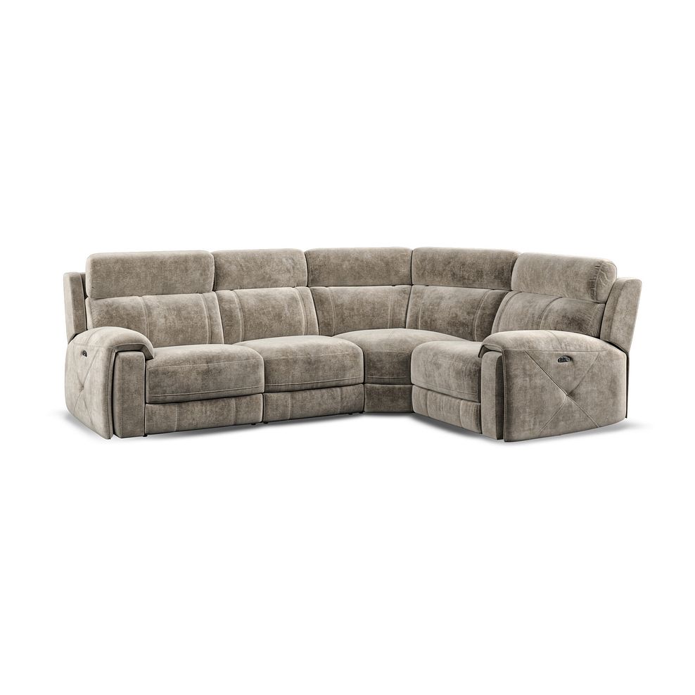Leo Left Hand Corner Recliner Sofa with Adjustable Headrests in Descent Taupe Fabric