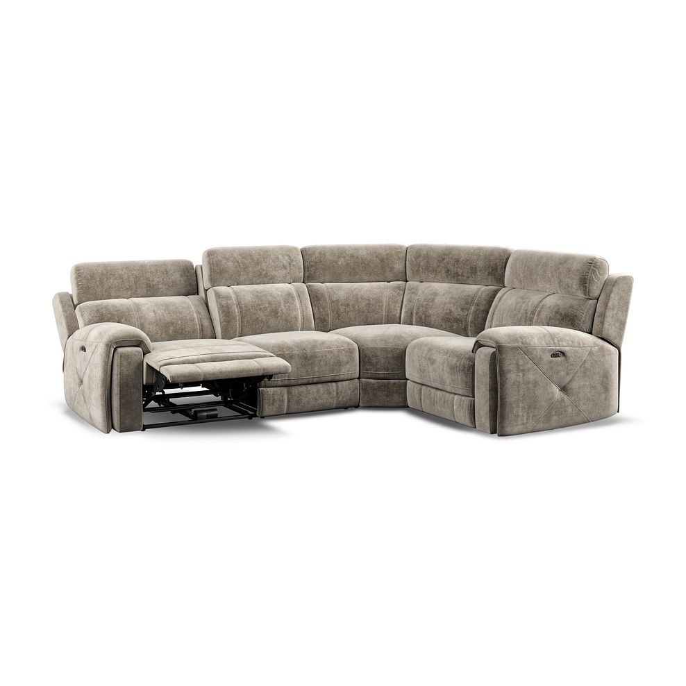 Leo Left Hand Corner Recliner Sofa with Adjustable Headrests in Descent Taupe Fabric Thumbnail 3