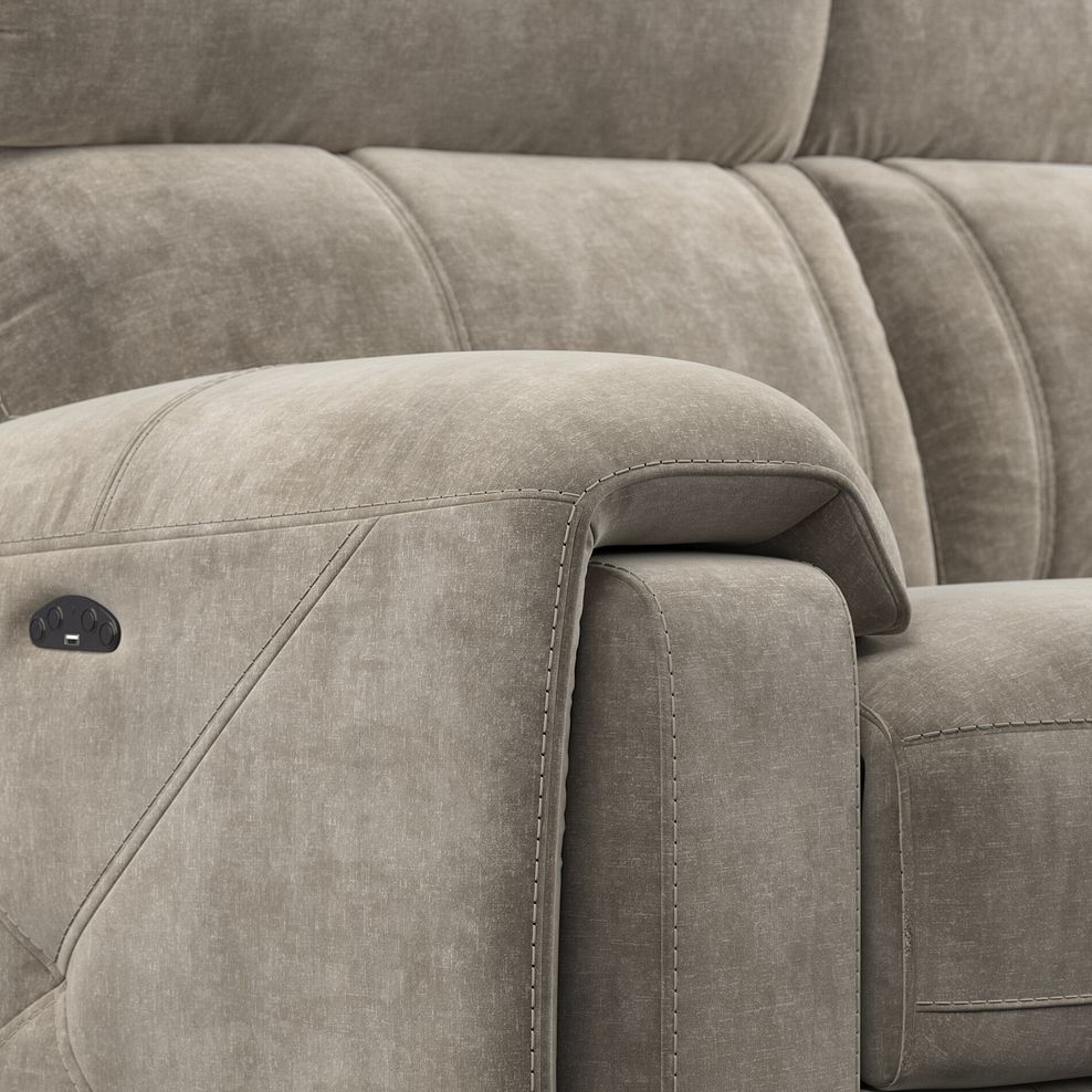 Leo Left Hand Corner Recliner Sofa with Adjustable Headrests in Descent Taupe Fabric 10