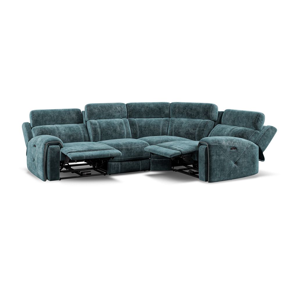 Leo Left Hand Corner Recliner Sofa with Adjustable Headrests in Descent Blue Fabric Thumbnail 2