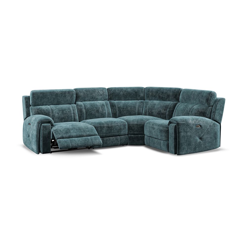 Leo Left Hand Corner Recliner Sofa with Adjustable Headrests in Descent Blue Fabric Thumbnail 3