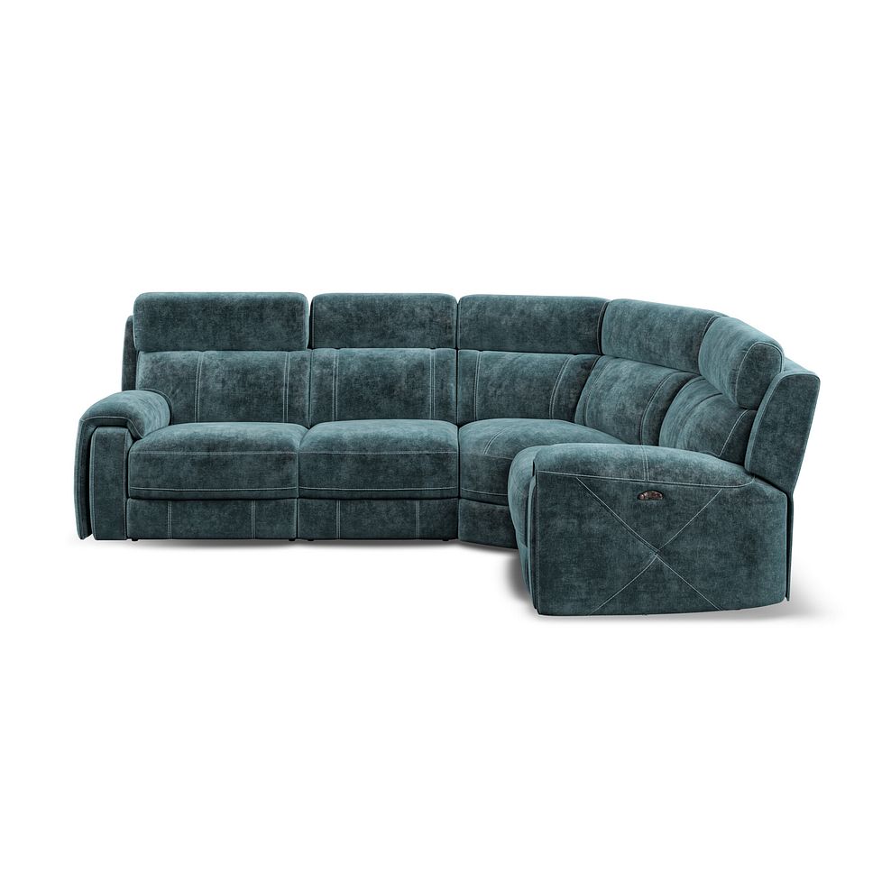 Leo Left Hand Corner Recliner Sofa with Adjustable Headrests in Descent Blue Fabric 6
