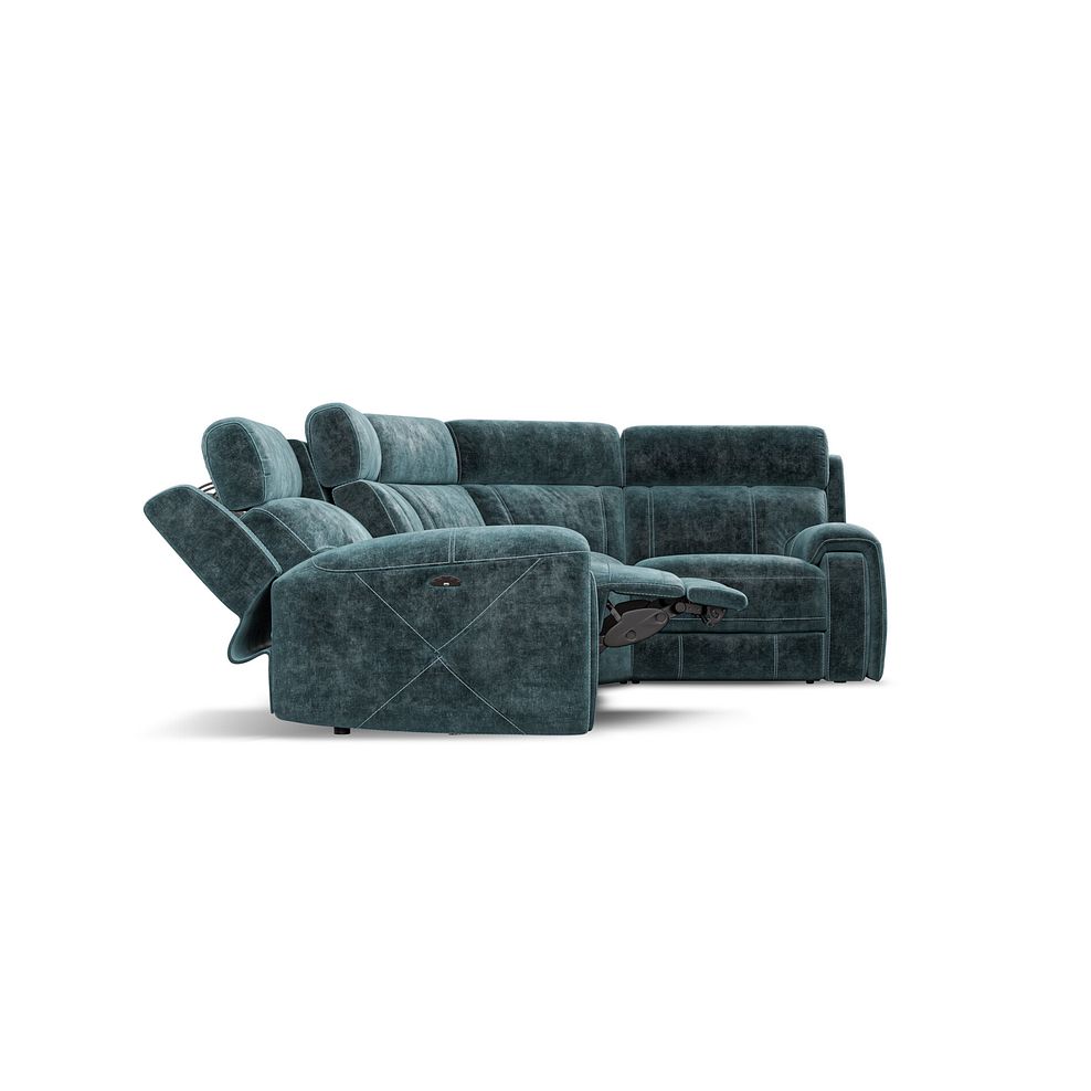 Leo Left Hand Corner Recliner Sofa with Adjustable Headrests in Descent Blue Fabric 8