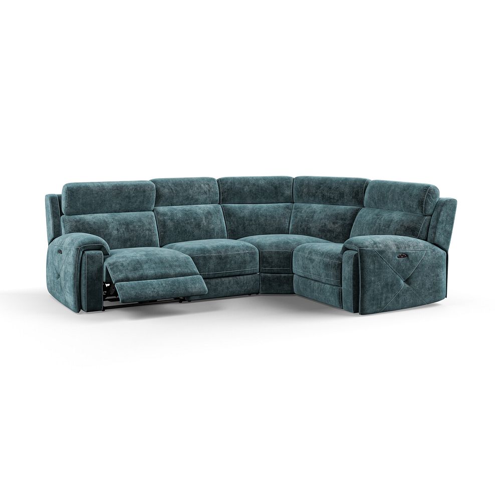 Leo Left Hand Corner Recliner Sofa with Adjustable Headrests in Descent Blue Fabric 2