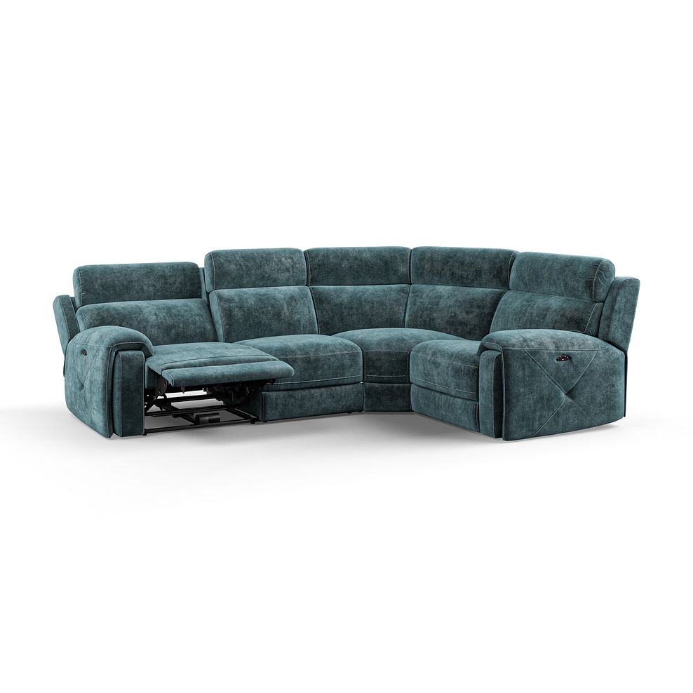 Leo Left Hand Corner Recliner Sofa with Adjustable Headrests in Descent Blue Fabric 3